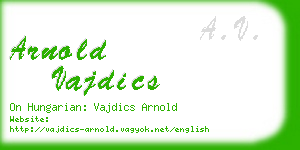 arnold vajdics business card